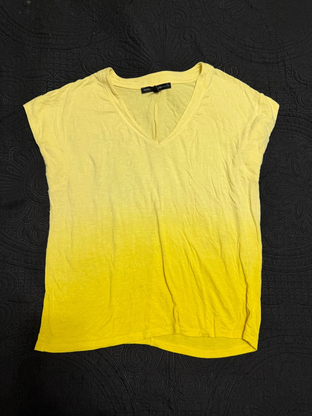 White House Black Market Yellow Ombre V-Neck Tee